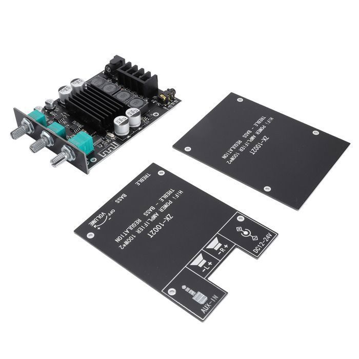Carte amplificateur Bluetooth Carte amplificateur 2x100 W HIFI avec contrôle des basses aigus TPA3116D2 Entrées AUX Label