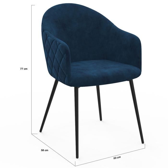 IDMARKET Set of 2 MOLY dining chairs in blue velvet
