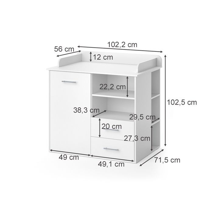 Commode à langer Lea 113x100cm Blanc Vicco 36850