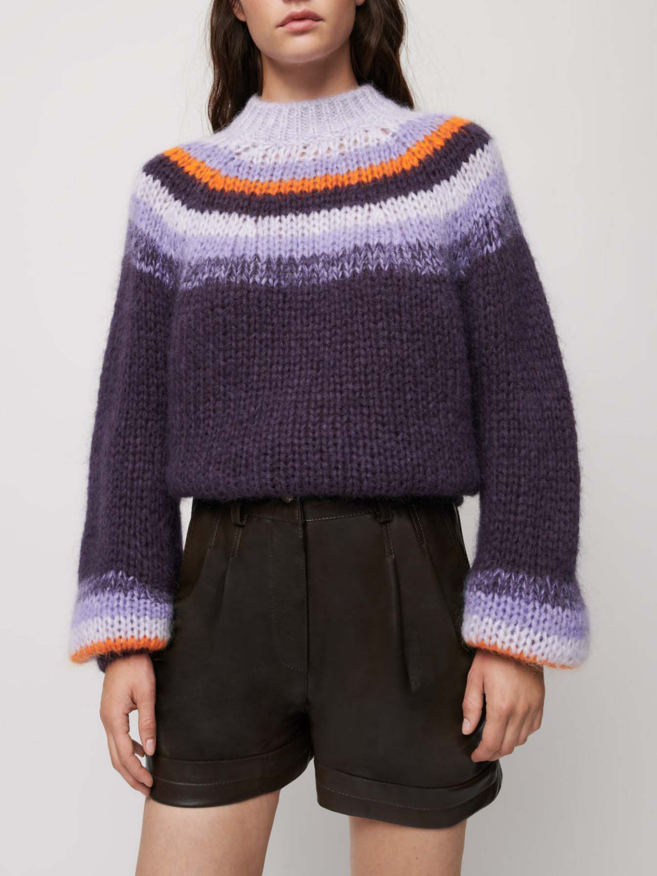 Jacquard trui met wijde mouwen - Violet