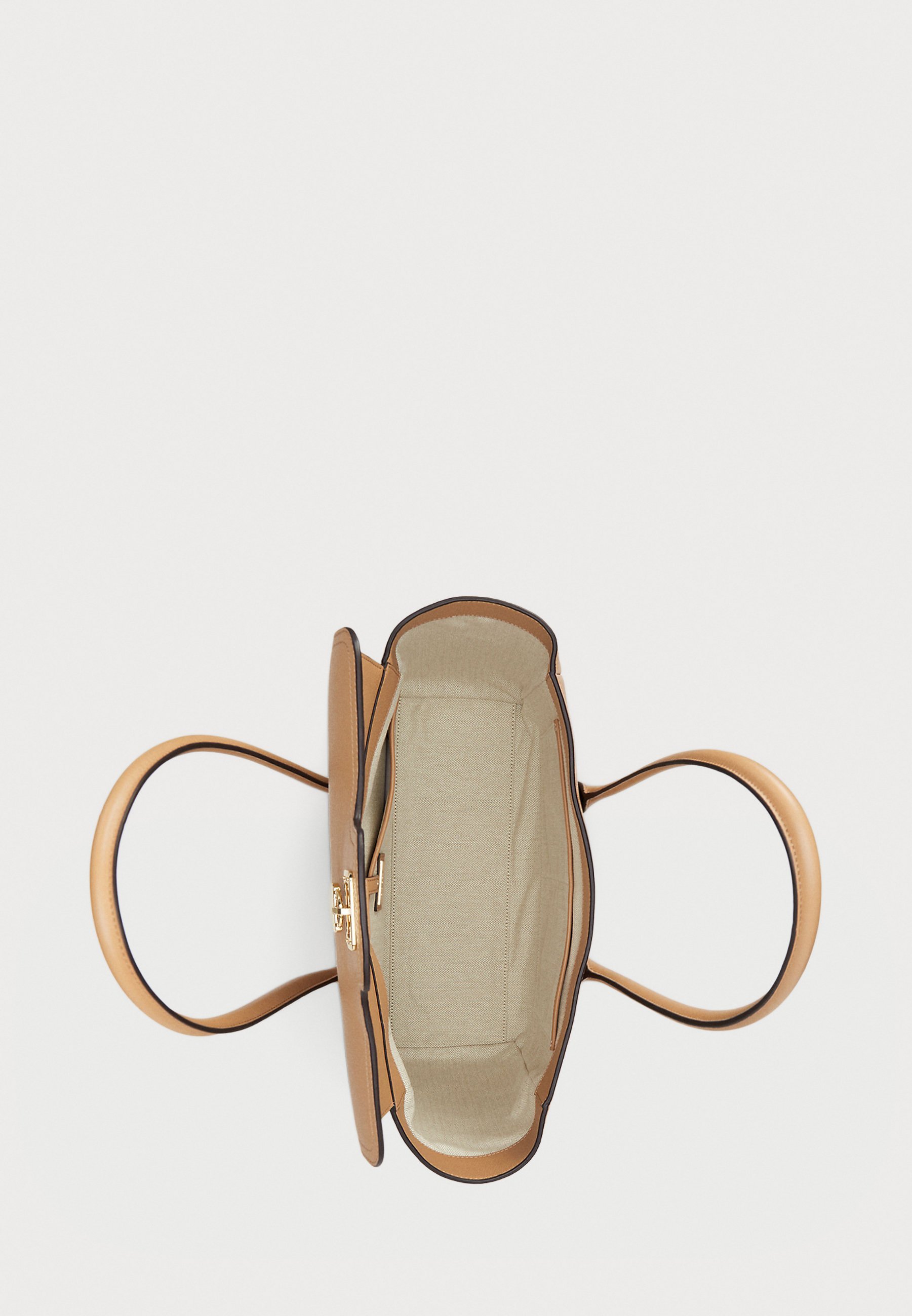 Borsa a mano grande in pelle martellata Lauren Ralph Lauren - colore beige