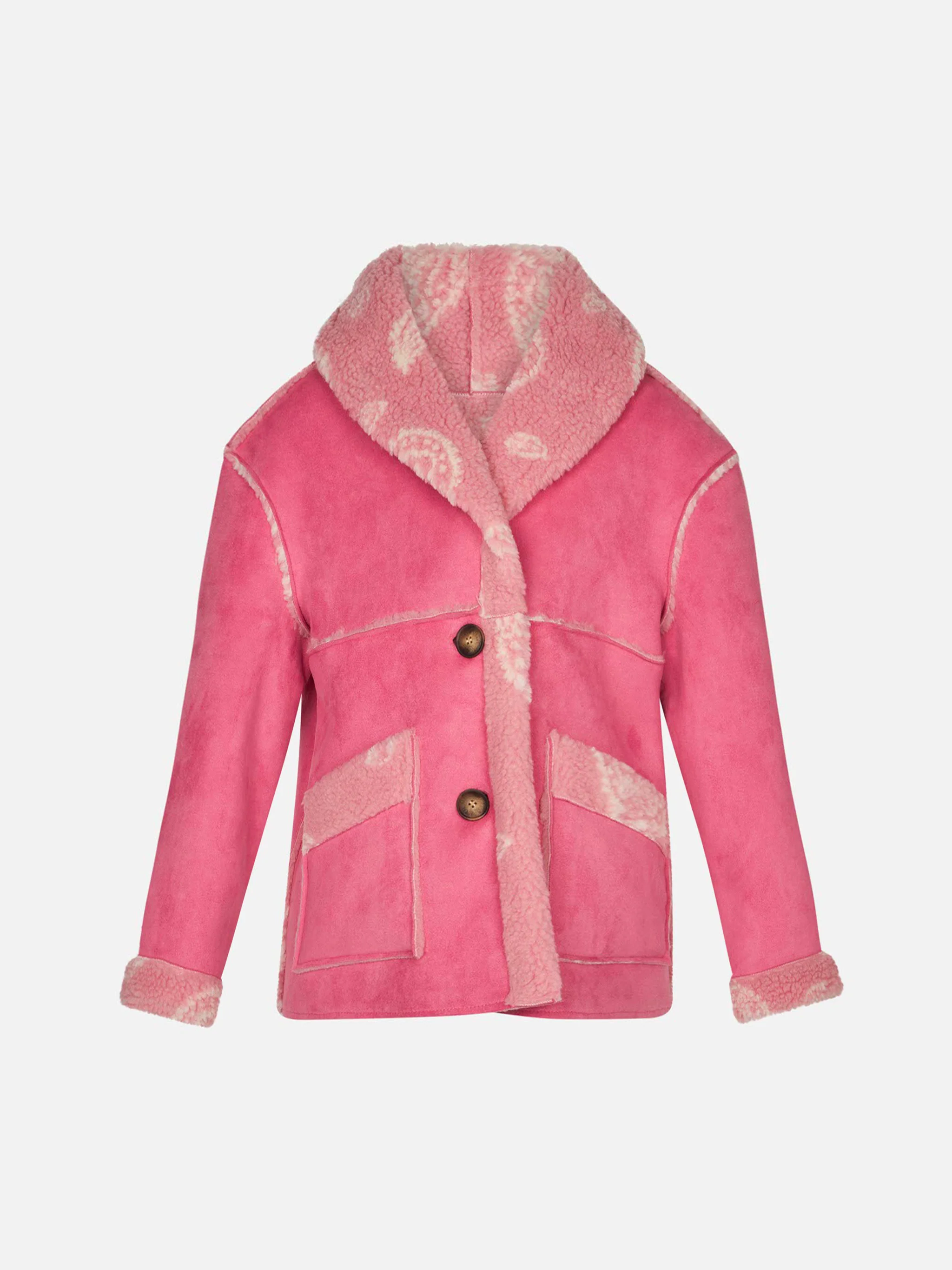 Veste en peau lainée à imprimé cachemire pour filles