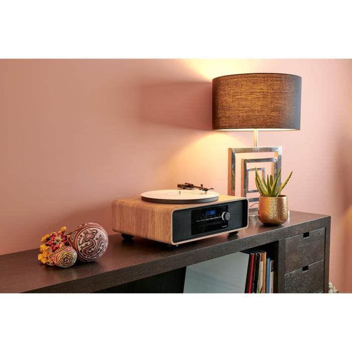 Sistema micro Hi-Fi Bluetooth con giradischi - THOMSON - Nero/Legno - Radio FM/CD/MP3/USB, 60W, Giradischi, Equalizzatore, Alimentatore 230V