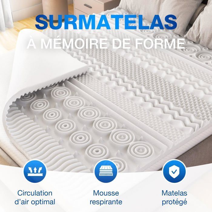 CATAVANA - Sobrecolchão de espuma viscoelástica 4,5 cm - 140x190 cm - Ergonômico, 13 zonas, ideal para colchão de casal