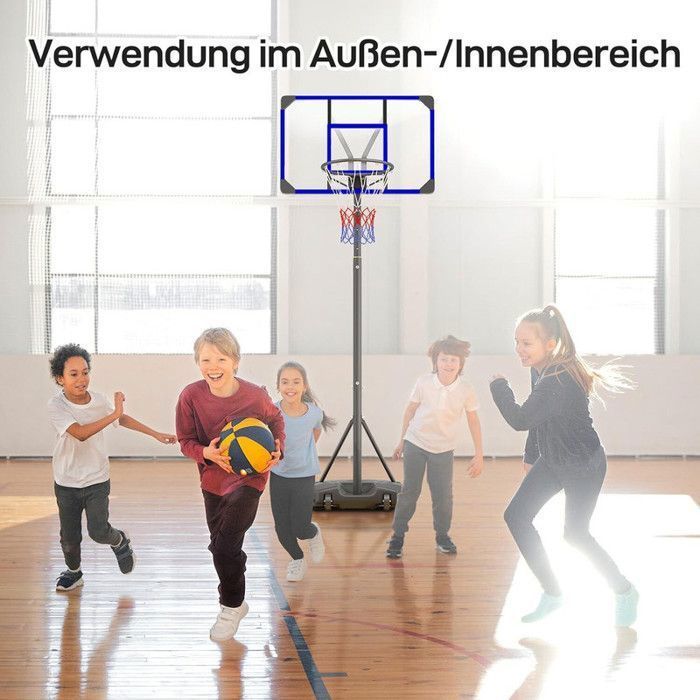 Canestro da basket - NECHE - Altezza regolabile 260 cm - Ruote - Per adulti e bambini