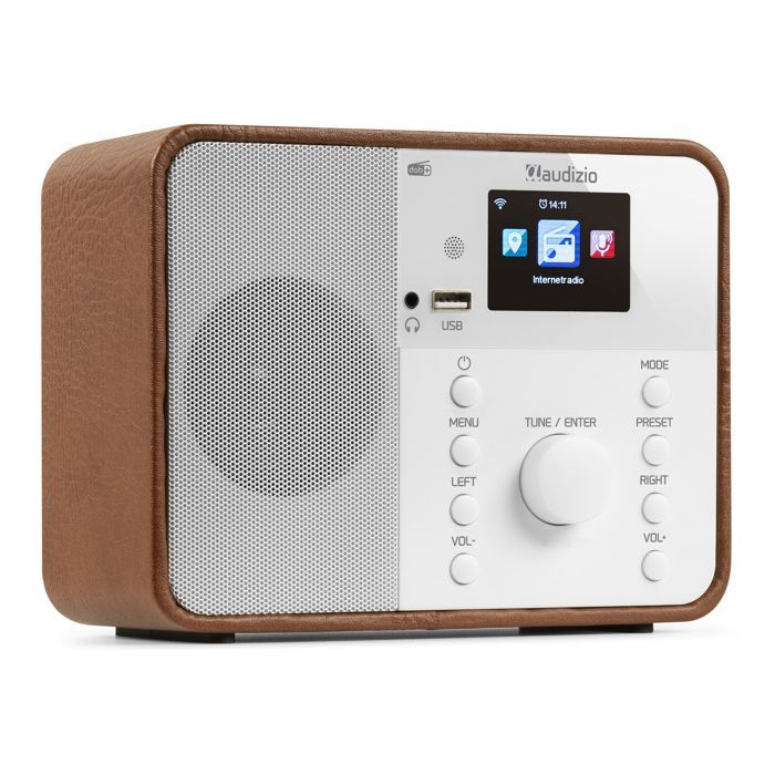 Radio despertador Audizio Nardo WiFi con conexión a internet - Blanco, DAB+ y FM, Bluetooth, información meteorológica, 32.000 emisoras
