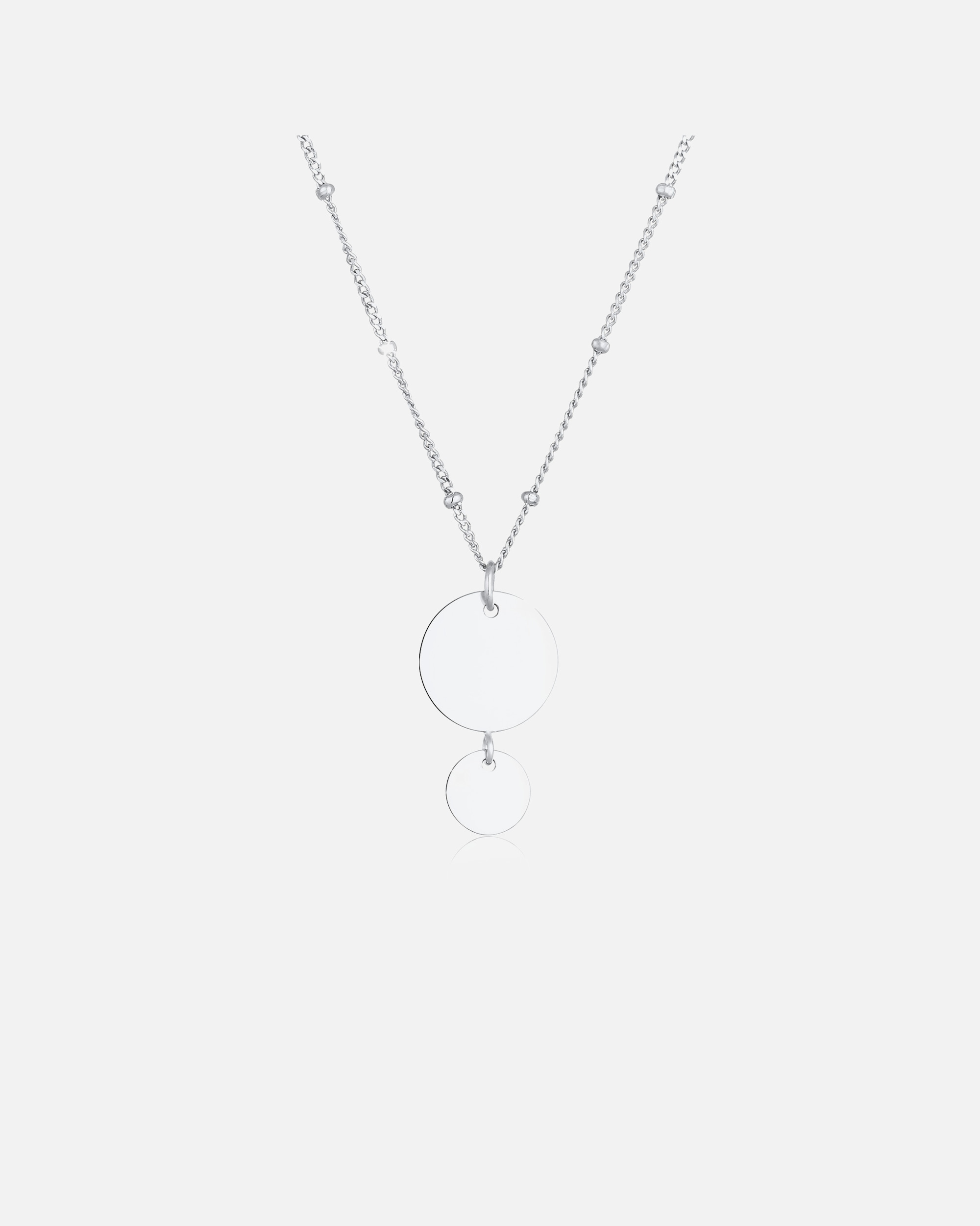 Elli Plaquettes Pendentif Chaîne à Boules Géo Look Trend Collier Femme - (925/1000) Argent