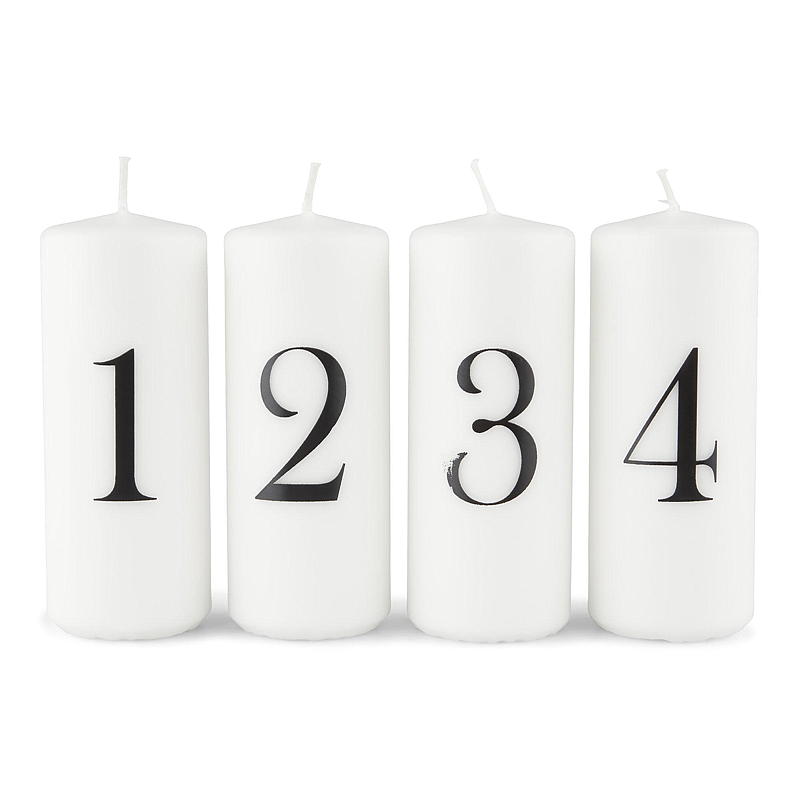 Velas de Adviento Vie Home, paquete de 4, 12 cm, 1-4 velas, blancas