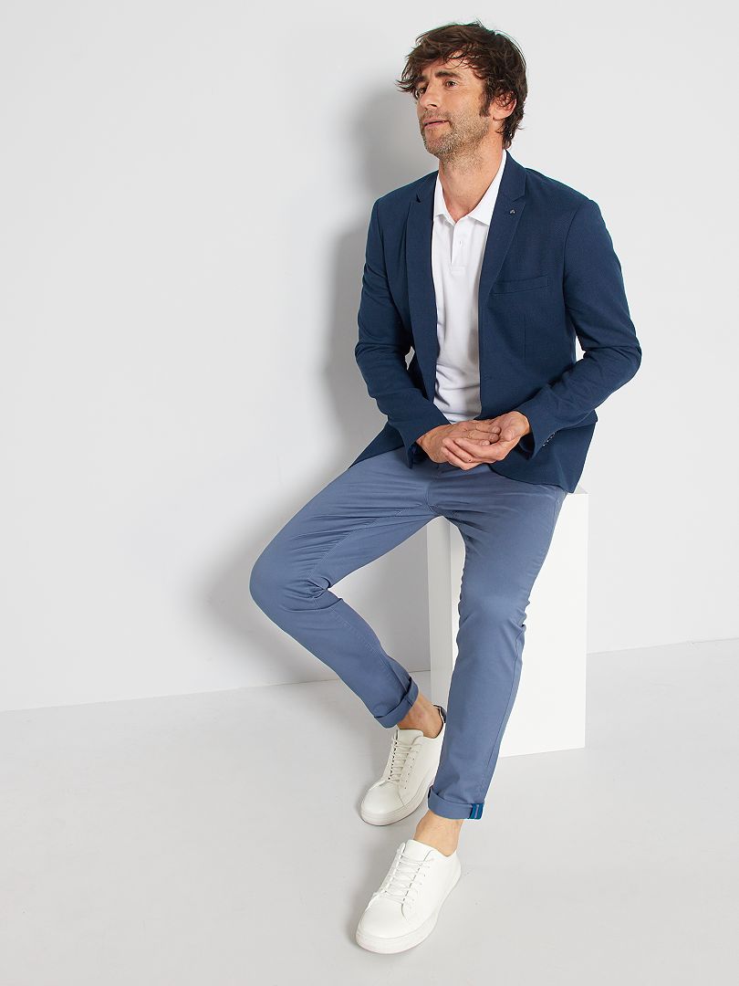 Spodnie chino Skinny Stretch - L32 - NIEBIESKIE
