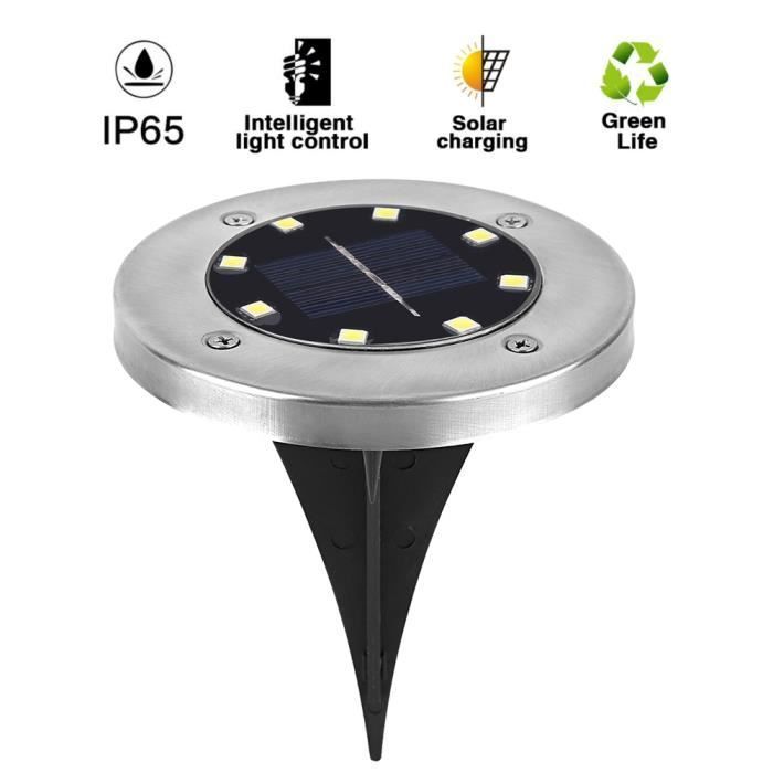 Timesquare: luz solar exterior impermeable de 8 LED para jardín y caminos subterráneos.
