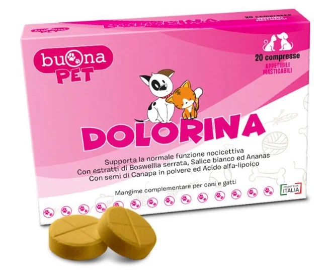 BUONA PET Dolorina 20 Tabletten Neue Zusammensetzung unterstützt die Schmerzempfindung