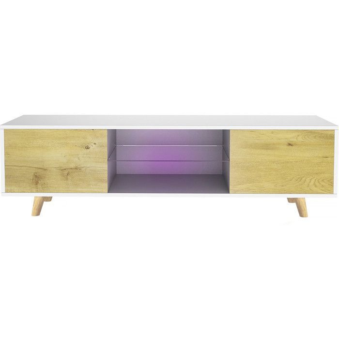 Inna LED-TV-Ständer – 140 x 42 x 45 cm – Weiß/Eiche