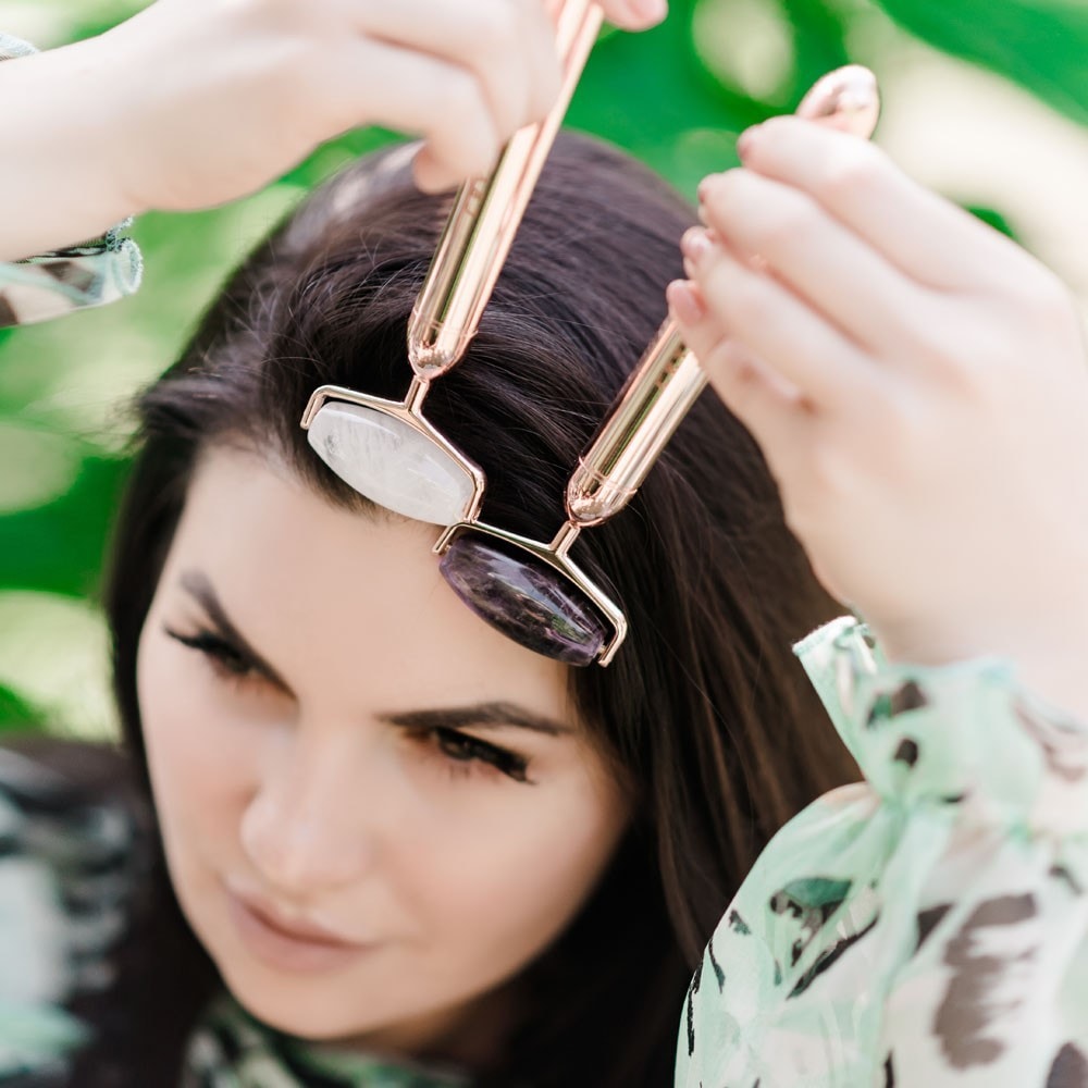 Crystallove vibrerende gezichtsmassager van amethist – 1 stuk