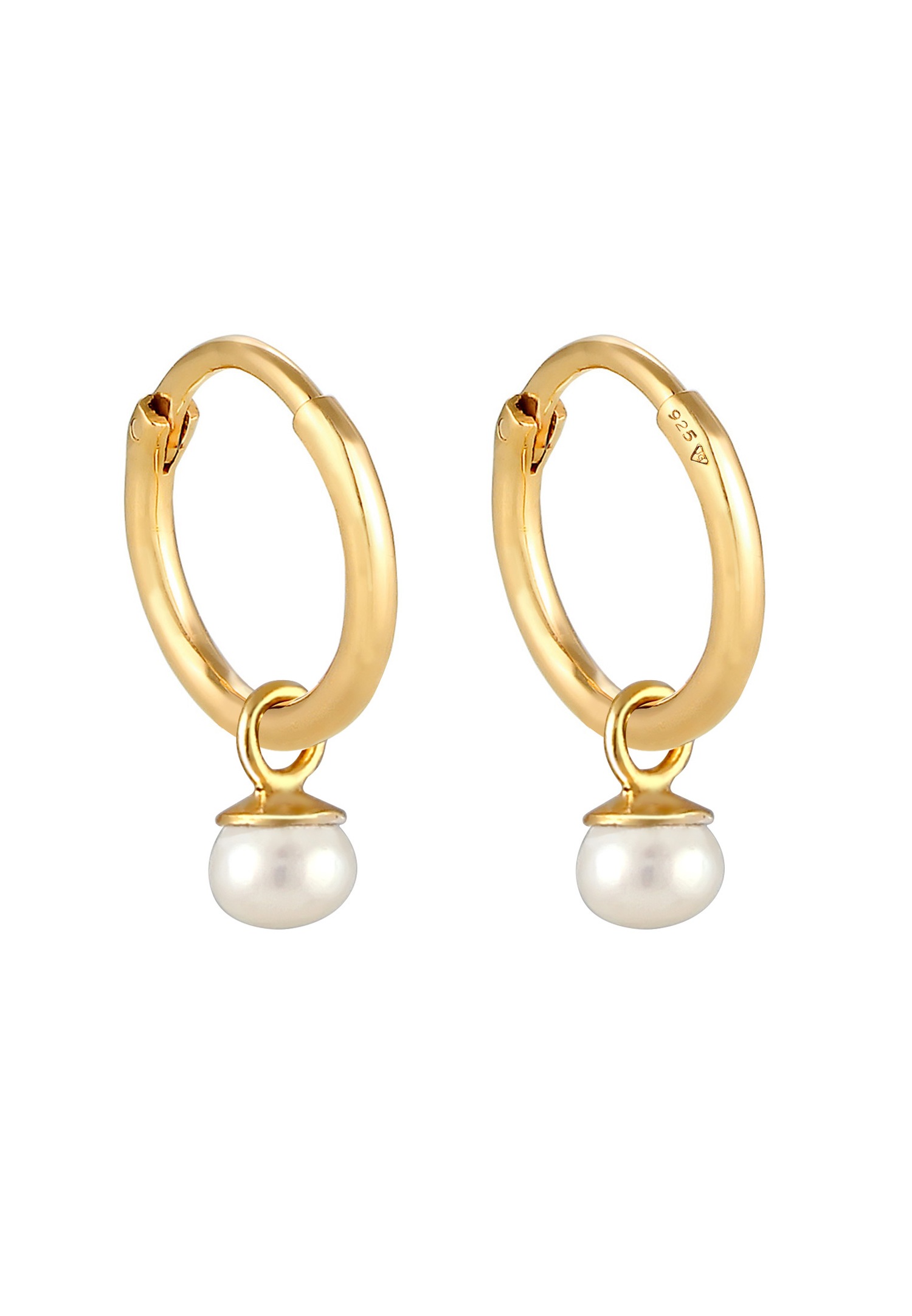 Elli PREMIUM Elli PREMIUM Boucles d'oreilles Femmes Créoles Intemporel Fin Tendance avec perle de culture d'eau douce en argent sterling 925 plaqué or