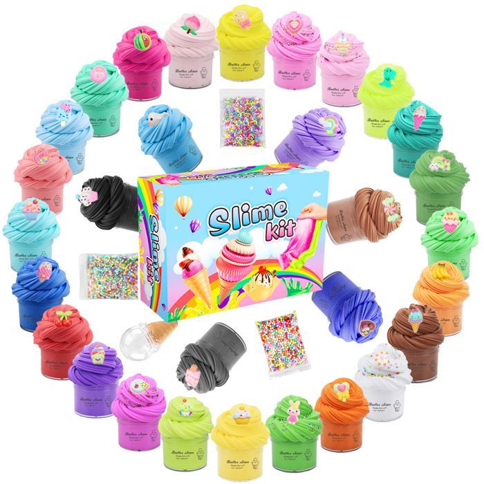 Jeu de pâte à modeler - CUNEARY - Lot 30 mini slimes - 30 couleurs - Super doux non collant - Parfumé réutilisable