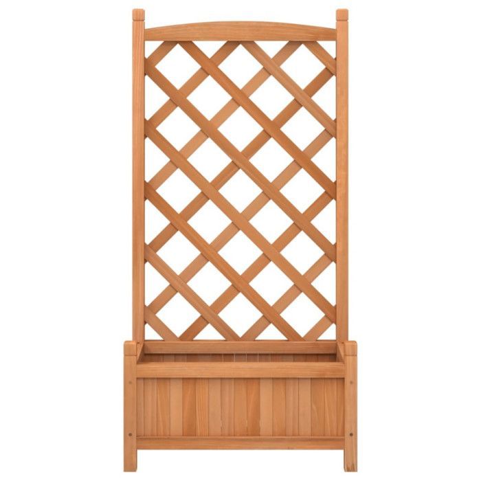 vidaXL Macetero con enrejado, jardinera elevada, maceta para plantas, jardinera para jardín, patio, terraza, marrón 365485