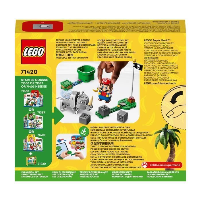 LEGO® Super Mario 71420 Ensemble d'Extension Rambi le Rhinocéros, Jouet à Combiner avec un Pack de démarrage