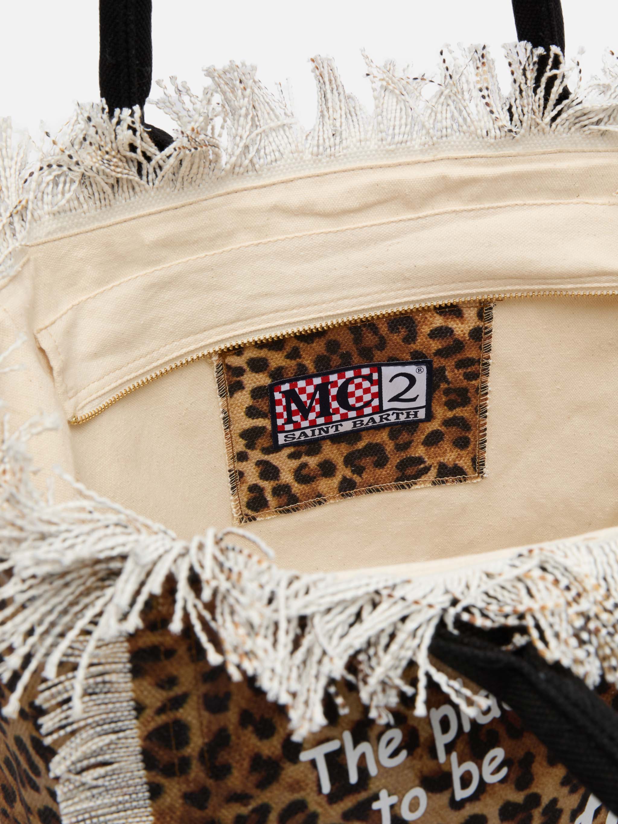 Torba za rame od pamučnog platna s leopard printom