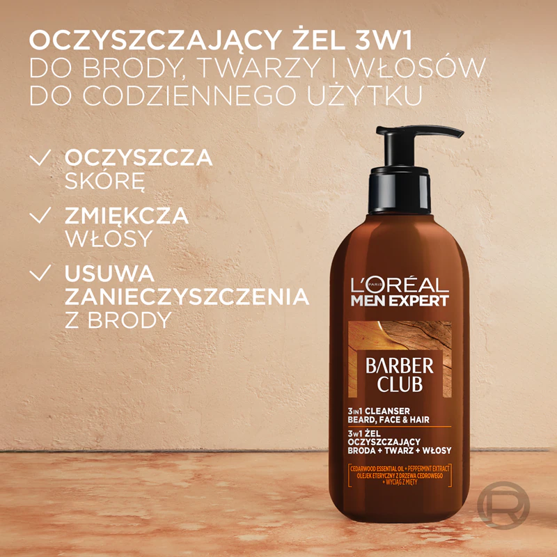 Gel de limpeza para barba, rosto e cabelo L'Oréal Paris Men Expert Barber Club
