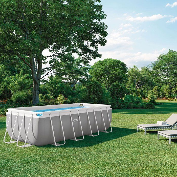 Kit de piscina tubular elevada INTEX - Estructura Prism - 400 x 200 cm - Rectangular (Filtro de cartucho, Escalera) - 26790NP
