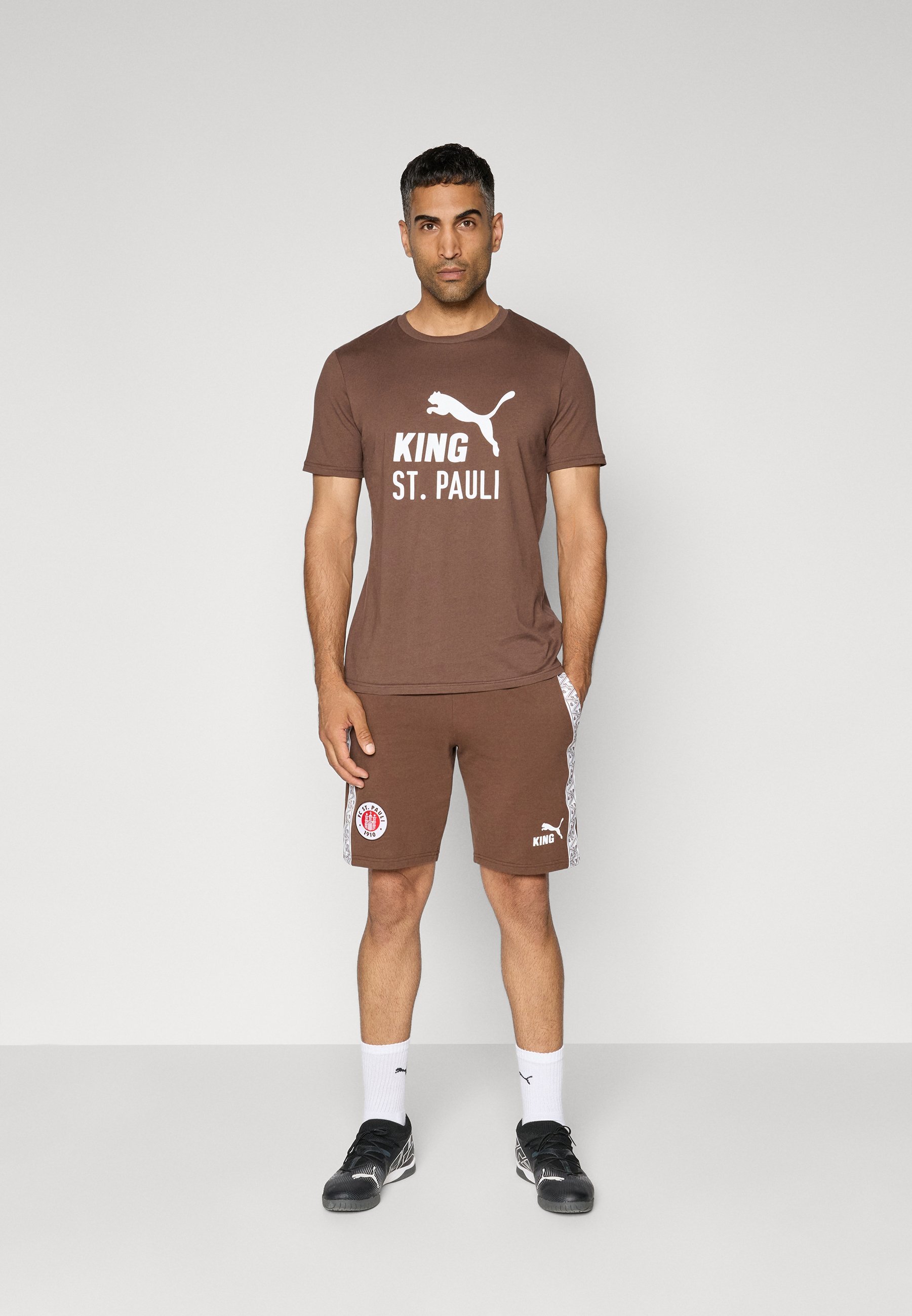 Puma FCSP KING LOGO T-shirt - Clubkleding - espressobruin/wit