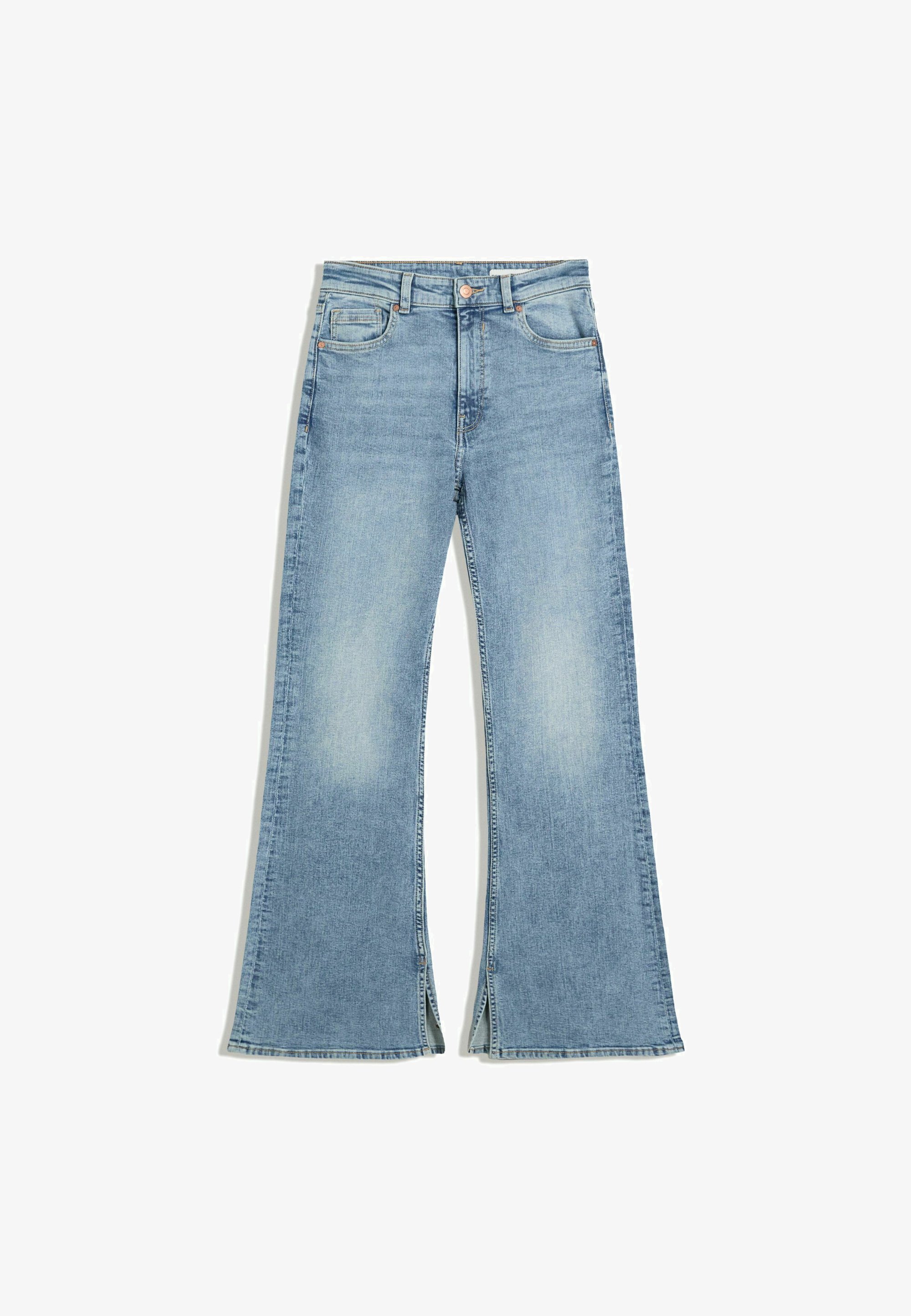 Bershka SPLIT-HEM - laienevad teksad - helesinine denim