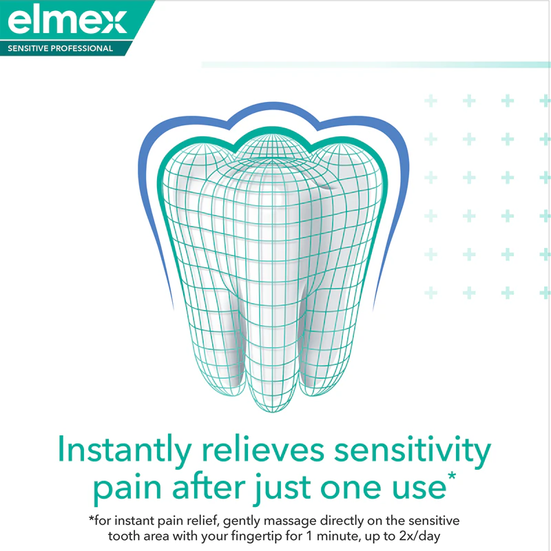 Elmex Sensitive Professional Gentle Whitening, um dispositivo médico para clareamento dental de dentes sensíveis.