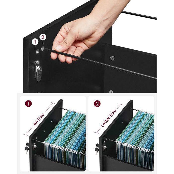 Mobile archivio per ufficio VASAGLE - Contenitore per cartelle sospese - Nero LCD22BV1
