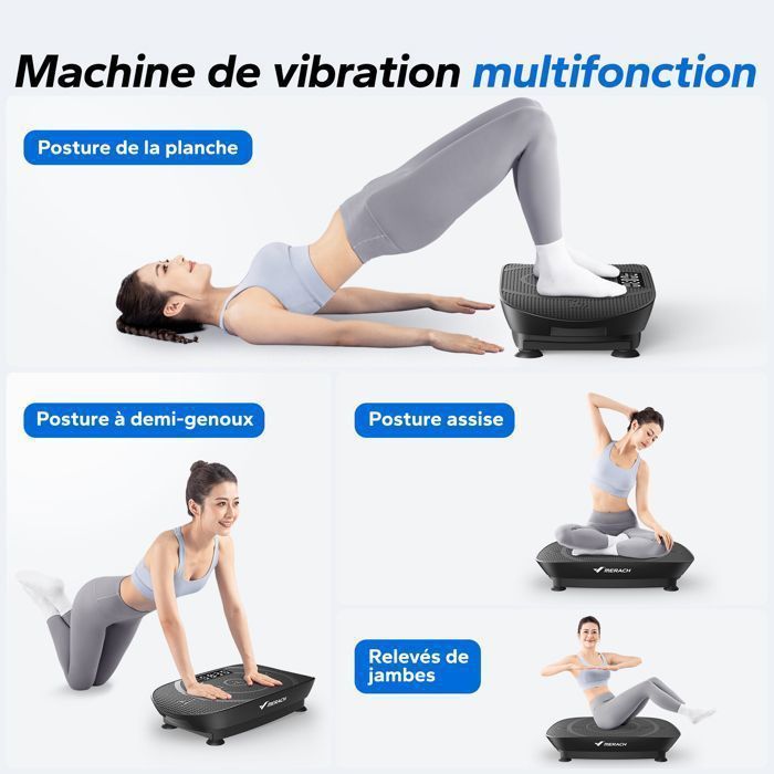 Vibration Plate with Remote Control – MERACH – 11 Levels – Integrated Bluetooth – 200 kg Max – Black