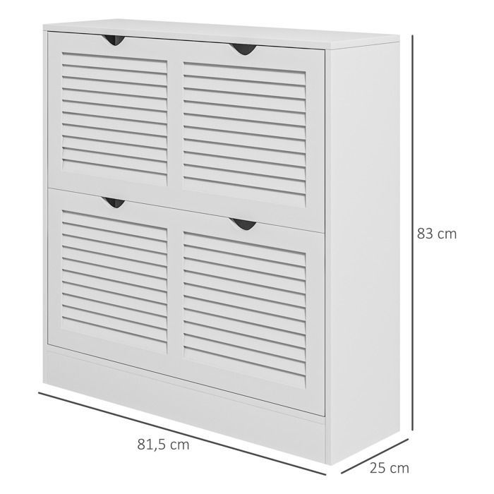 Zapatero de entrada - HOMCOM - 2 cajones y estantes ajustables para 16 pares de zapatos, blanco