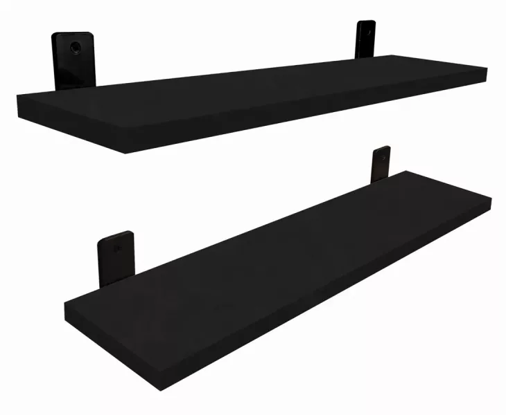 Dwie czarne półki ścienne na kwiaty 80 cm - Zeero
