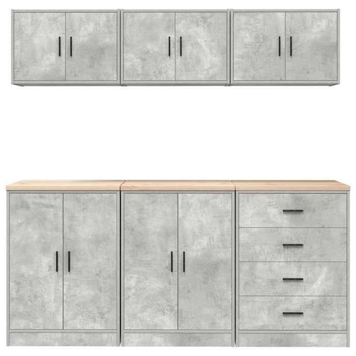 MOTHINESSTO-Armoires de garage 6 pcs gris béton bois d'ingénierie