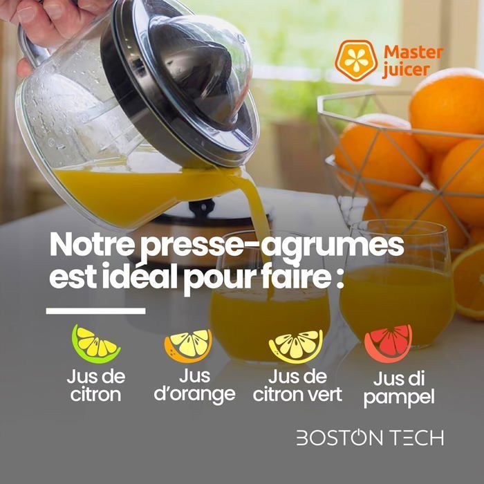 MasterJuicer: Electric Citrus Juicer | 700 ml, Bidirectional Rotation, 40W | 2 Cones, BPA Free