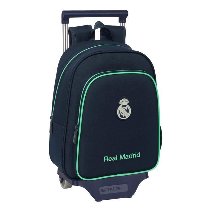 Mochila infantil con carrito - Safta - Real Madrid 25/26 - 27x10x33 cm - Azul marino - Poliéster resistente