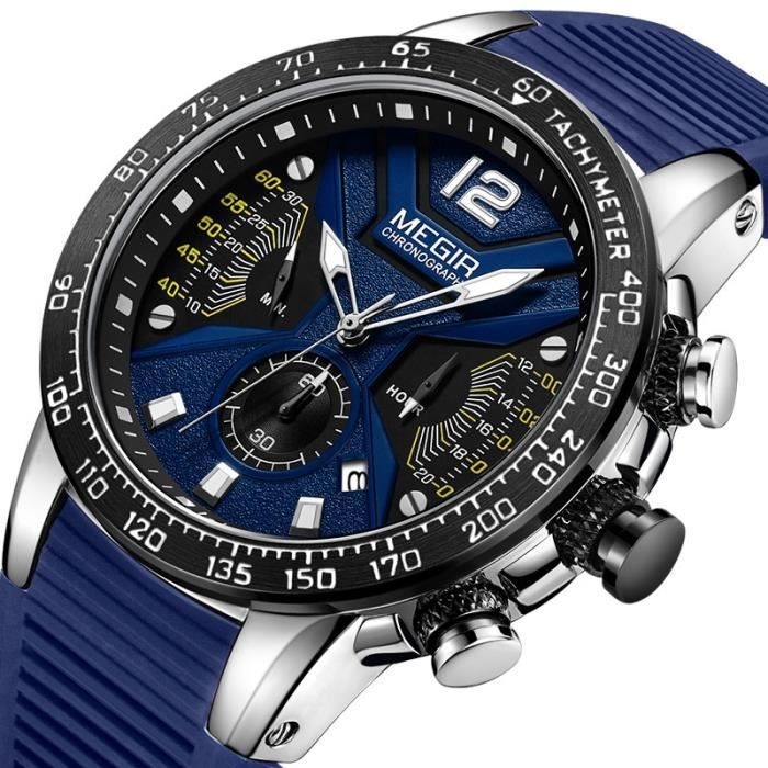 Reloj cronógrafo de lujo para hombre SHARPHY, modelo 2019, deportivo, resistente al agua, con correa de silicona y calendario, color azul.