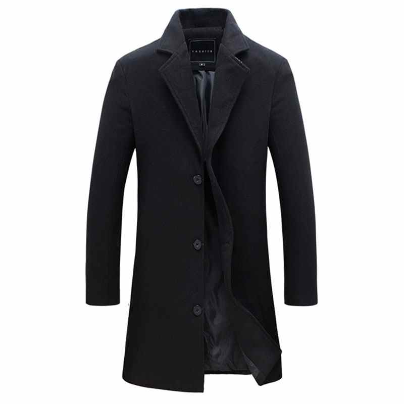 Moda Uomo 2021: Trench Casual-Business in Lana e Misti, Cappotto per il Tempo Libero, Maniche Lunghe, Monocromatico, Elegante e Formale