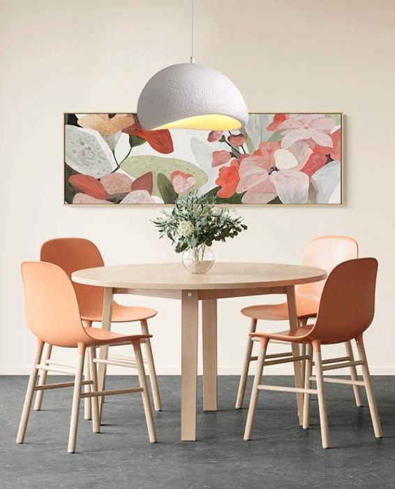 Lámpara colgante de cemento industrial moderna iDEGU de 30 cm, lámpara de techo con diseño Edison creativo para sala de estar y dormitorio, color blanco.