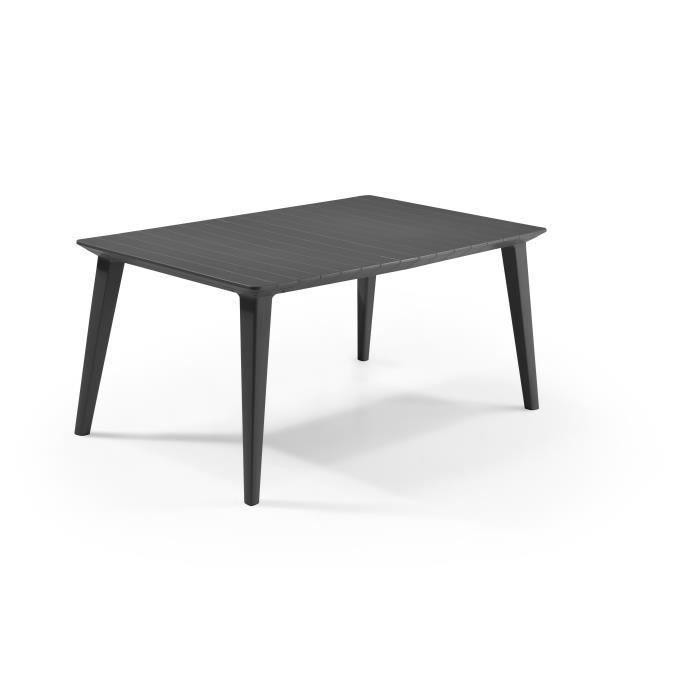 Mesa ALLIBERT GARDEN LIMA 160x100cm - Grafito + 4 Sillones MONTANA Grafito - Resina