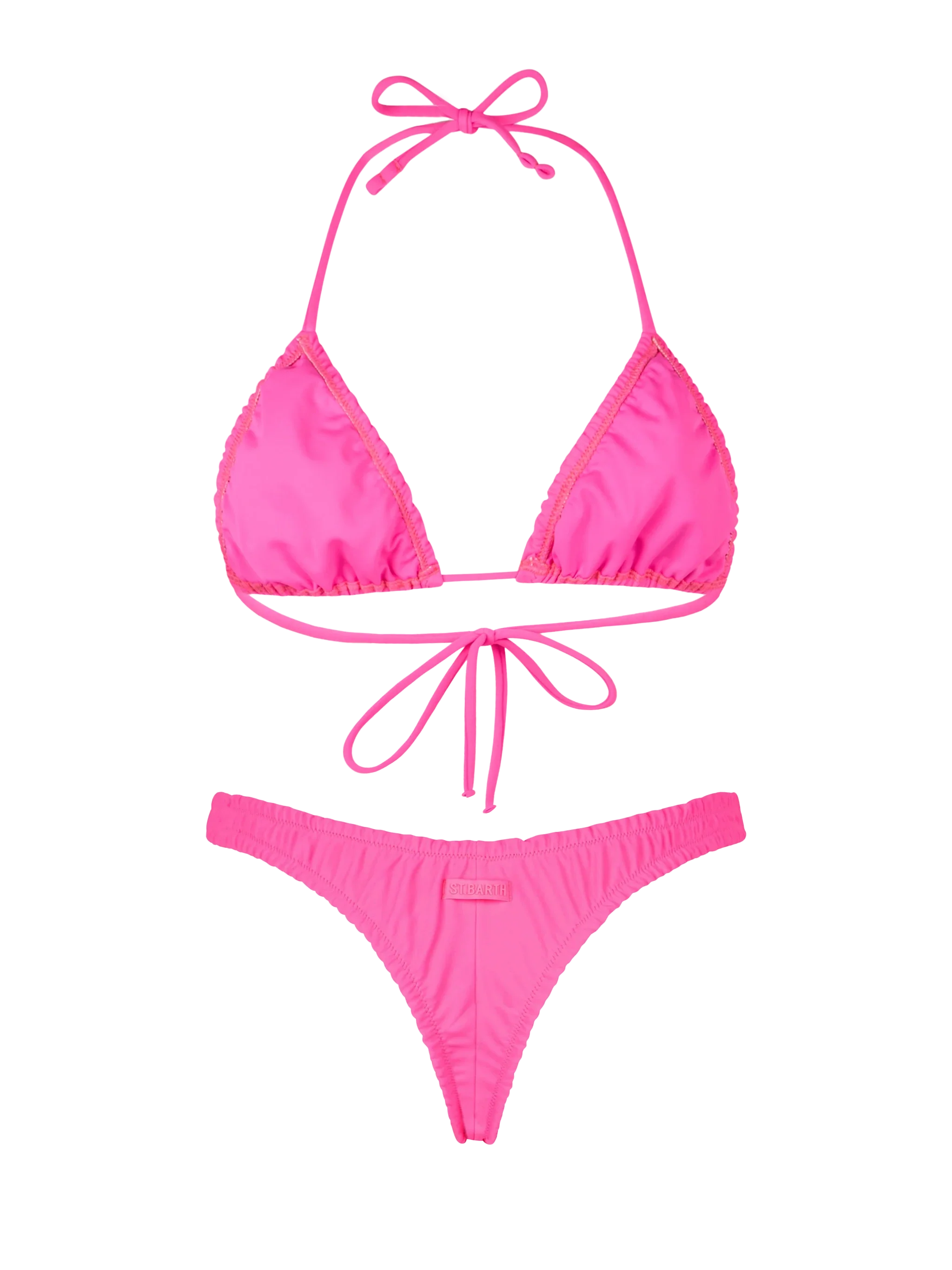 Nilly Nalu fluorescerend roze driehoekige bikini voor dames met ruches
