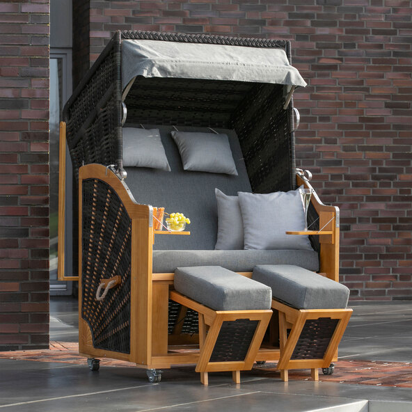 Șezlong de plajă Laboe, design 558, inclusiv set de accesorii