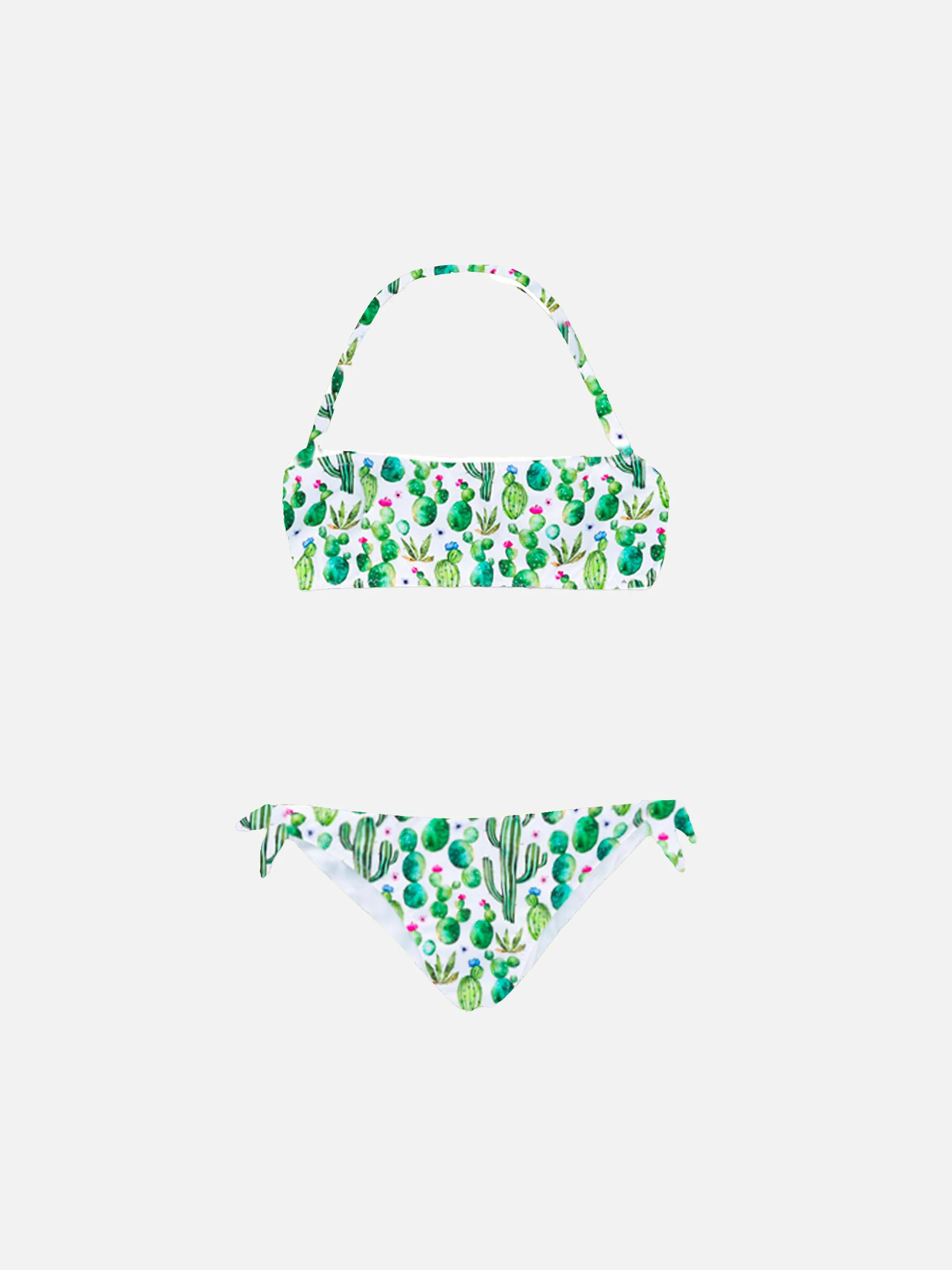 Meisjesbikini met print van stekelige planten