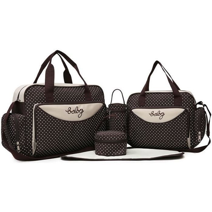 Sac à Main Langer Bébé Maman - LOKER - Set de 5pcs - Microfibre - Coffee - Quotidien