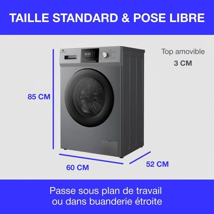 Lavatrice a carica frontale - CONTINENTAL EDISON - CELL8140IS1 - 8 kg - Motore a induzione - 60 cm - 1400 giri/min - Argento