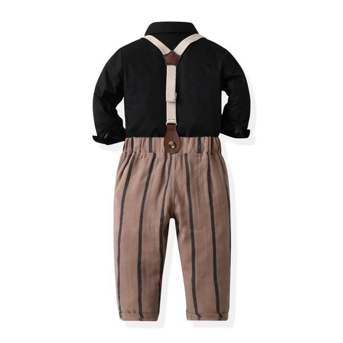 Conjunto de roupa de algodão para bebê menino, 2 peças, tamanhos de 9 meses a 12 anos, para casamentos e batizados, listras amarelas.