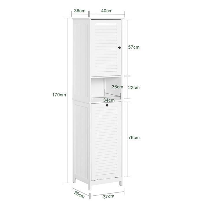 Mobiletto a colonna bianco SoBuy per bagno con cesto portabiancheria, mobiletto stretto con ripiani per bagno o lavanderia.