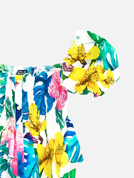 Vestido de niña con estampado tropical
