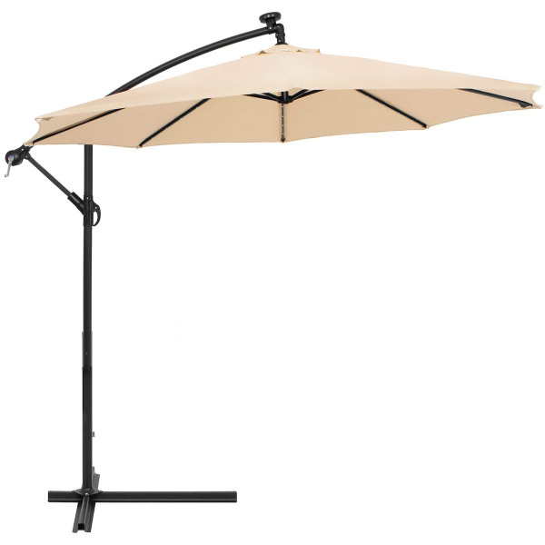 Parasol z oświetleniem LED na taras 300 cm na wysięgniku ogrodowy składany