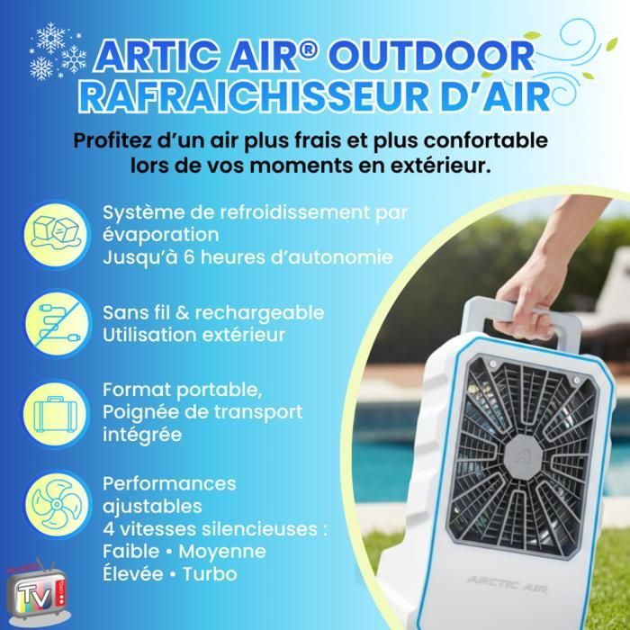 VENTEO - Enfriador de aire y aire acondicionado portátil para exteriores | Ventilador nebulizador | Humidificador recargable | Para mayor comodidad