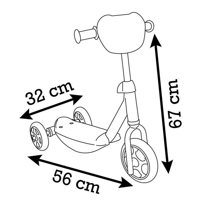 Dreirad-Scooter – SMOBY – Gabby und das Zauberhaus – Metall – Höhenverstellbar 67/70 cm – Rutschfest