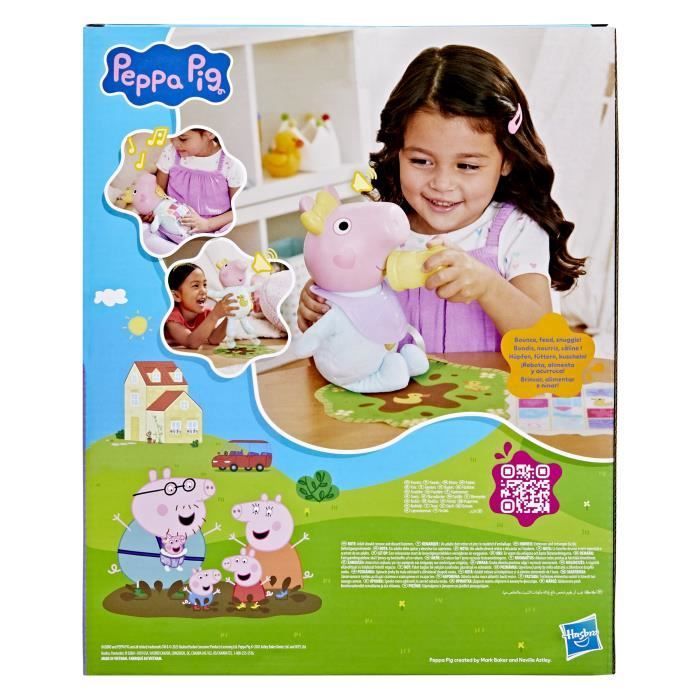 Peppa Pig Big Hugs Evie, interactieve pop met accessoires, geschikt voor kinderen vanaf 3 jaar.